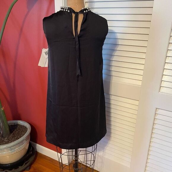 FRENCH CONNECTION | black high pearl neckline sleeveless party dress 2 NWT - Picture 8 of 10